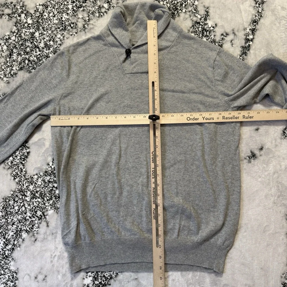 J Crew‎ Sweater Mens Size M Gray Cotton Cashmere Shawl Collar Neck Long Sleeve